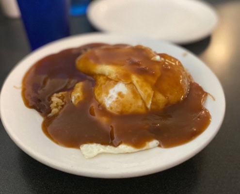 Tip Top Motel, Café, and Bakery - loco moco served in their restaurant on Kauai 2