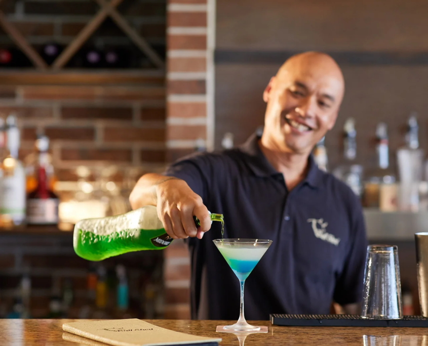 bartender at the Bull Shed restaurant